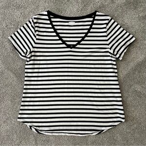 Old Navy Black and White Striped Tee